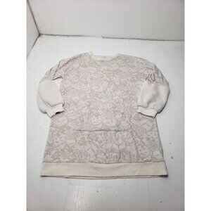 Simply Vera Vera Wang Cream Patterned Long Sleeve Lounge Sleepshirt Size L